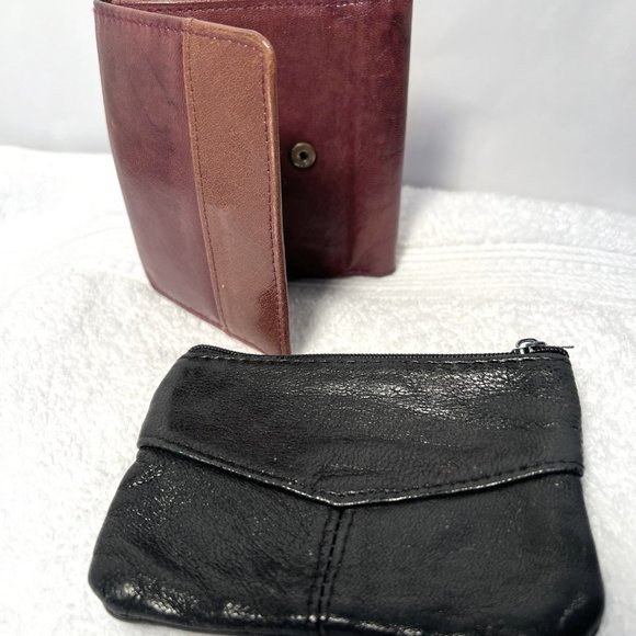 North East Handbags - North East Vintage Brown Leather Wallet-Black Zip Up Coin/Keg Ring Holder